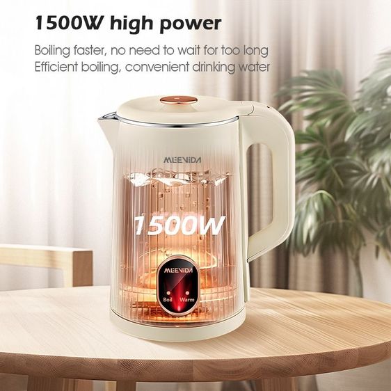 กาต้มน้ำไฟฟ้า 1.8L สแตนเลส 304 ต้มน้ำเร็ว มีระบบตัดไฟอัตโนมัติ ปลอดภัย รักษาความร้อน อุ่นตลอด 24 ชม รูปที่ 3