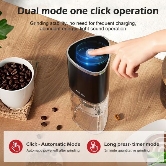 เครื่องบดกาแฟไฟฟ้า ปรับความละเอียดได้ 5 ระดับ แกนบดเซรามิก พกพาง่าย เครื่องบดเมล็ดกาแฟ มินิ ประกัน 3 เดือน รูปที่ 4