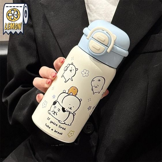 แก้วน้ำสแตนเลสเก็บความเย็น 304 ลายคิตตี้ Hello Kitty ขนาด 500ml กระบอกน้ำเก็บอุณหภูมิ พร้อมหลอดดูดในตัว พกพาง่าย รูปที่ 2