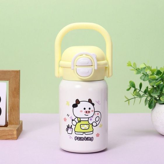 กระบอกน้ำสแตนเลส 316 เก็บความเย็น-ร้อน ลายการ์ตูนหมีกระต่ายน่ารัก ขนาด 400ml แก้วน้ำสูญญากาศ พกพาง่าย พร้อมหลอด รูปที่ 3