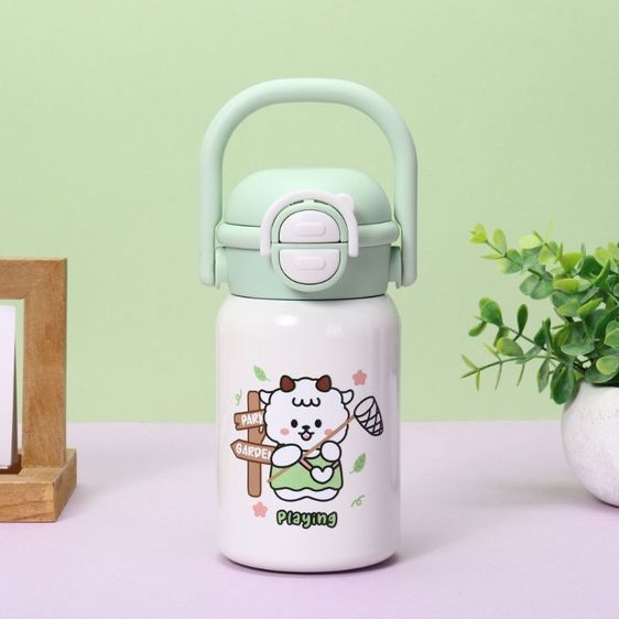 กระบอกน้ำสแตนเลส 316 เก็บความเย็น-ร้อน ลายการ์ตูนหมีกระต่ายน่ารัก ขนาด 400ml แก้วน้ำสูญญากาศ พกพาง่าย พร้อมหลอด รูปที่ 4