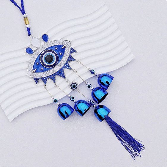 กระดิ่งลมฮวงจุ้ย โมบายดวงตาปีศาจ Evil Eye เครื่องรางตุรกี แขวนประตู หน้าต่าง ปรับฮวงจุ้ย เรียกโชคลาภ เสริมความโชคดี รูปที่ 2