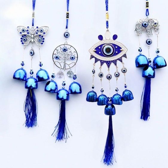 กระดิ่งลมฮวงจุ้ย โมบายดวงตาปีศาจ Evil Eye เครื่องรางตุรกี แขวนประตู หน้าต่าง ปรับฮวงจุ้ย เรียกโชคลาภ เสริมความโชคดี รูปที่ 6