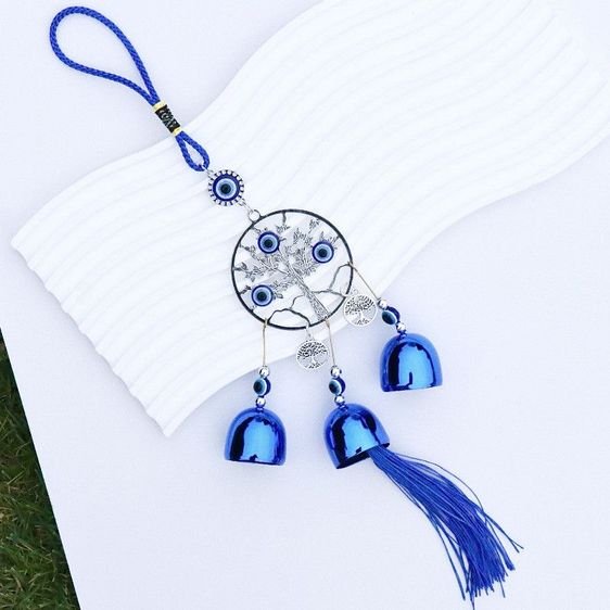 กระดิ่งลมฮวงจุ้ย โมบายดวงตาปีศาจ Evil Eye เครื่องรางตุรกี แขวนประตู หน้าต่าง ปรับฮวงจุ้ย เรียกโชคลาภ เสริมความโชคดี รูปที่ 4