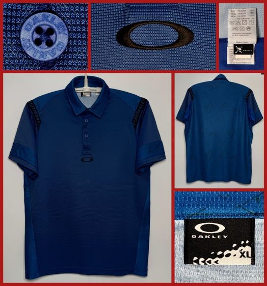 XL ฟ้า แขนสั้น เสื้อโปโล OAKLEY ของแท้ แบบสวยสไตล์สปอร์ต