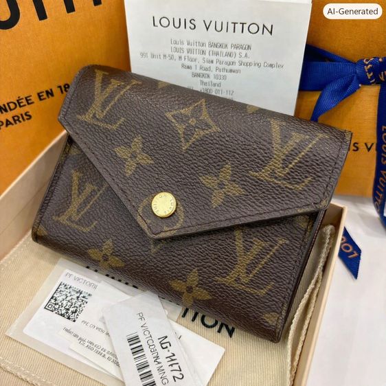 อื่นๆ หนังแท้ หญิง น้ำตาล กระเป๋าสตางค์สุดหรูจาก Louis Vuitton รุ่น Victorine Monogram Canvas 