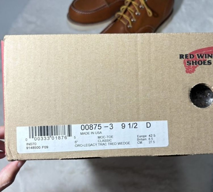ขาย รองเท้าบู้ด Red Wing Moc-Toe รุ่น 875  9.5 us.D มือหนึ่ง มีกล่อง Made in USA รูปที่ 10
