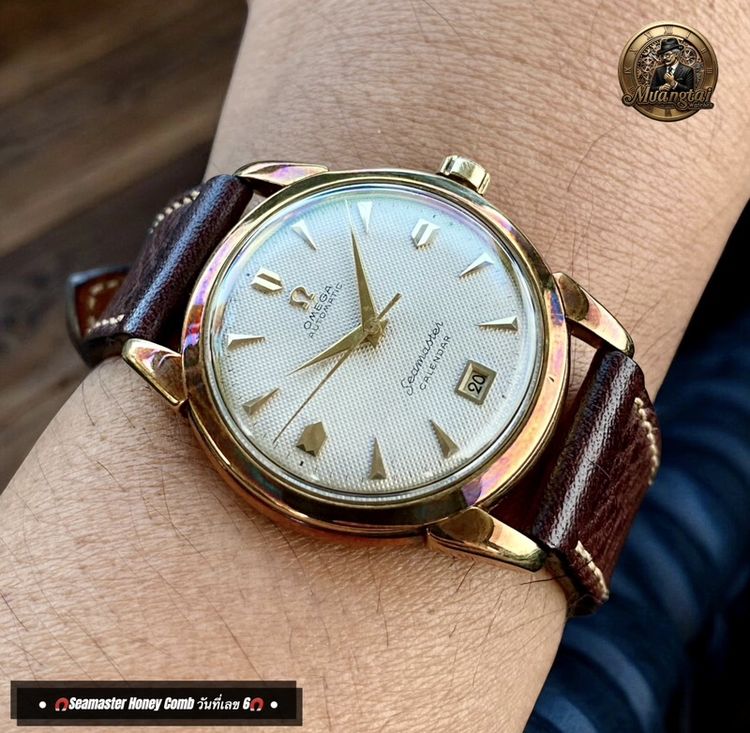 Omega Seamaster Honey Comb Dial@6 O’Clock Autmatic Cal.353 Swiss ทองคำ 14k Yellowgold รูปที่ 4