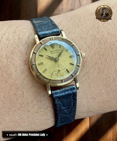Rolex Precision 2 เข็มครึ่ง ทองคำ 14k Yellowgold Handwiding Swiss Lady Watch Vintage รูปที่ 17