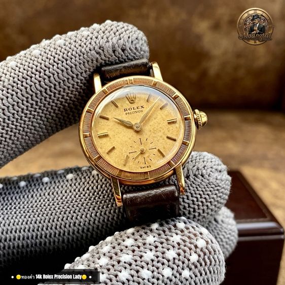 Rolex Precision 2 เข็มครึ่ง ทองคำ 14k Yellowgold Handwiding Swiss Lady Watch Vintage รูปที่ 2