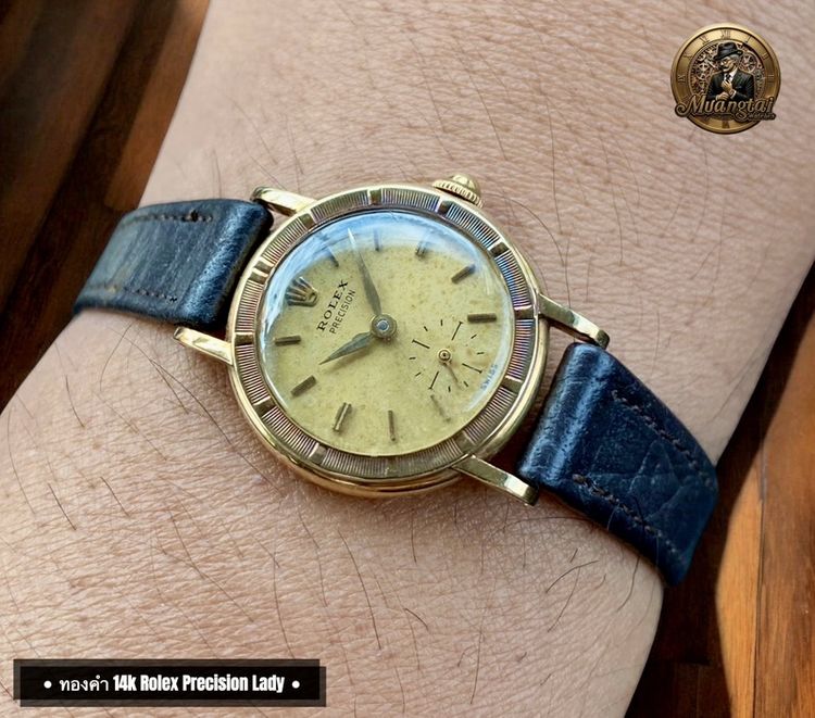 Rolex Precision 2 เข็มครึ่ง ทองคำ 14k Yellowgold Handwiding Swiss Lady Watch Vintage รูปที่ 6