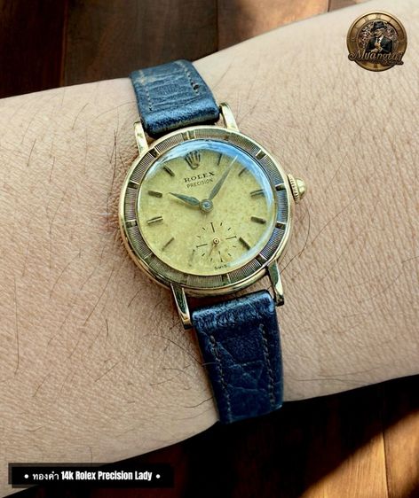 Rolex Precision 2 เข็มครึ่ง ทองคำ 14k Yellowgold Handwiding Swiss Lady Watch Vintage รูปที่ 4