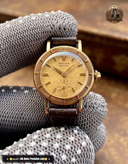Rolex Precision 2 เข็มครึ่ง ทองคำ 14k Yellowgold Handwiding Swiss Lady Watch Vintage รูปที่ 3