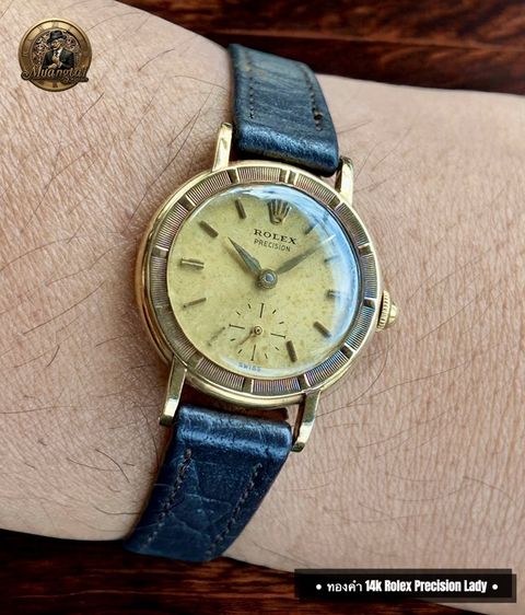 Rolex Precision 2 เข็มครึ่ง ทองคำ 14k Yellowgold Handwiding Swiss Lady Watch Vintage รูปที่ 5