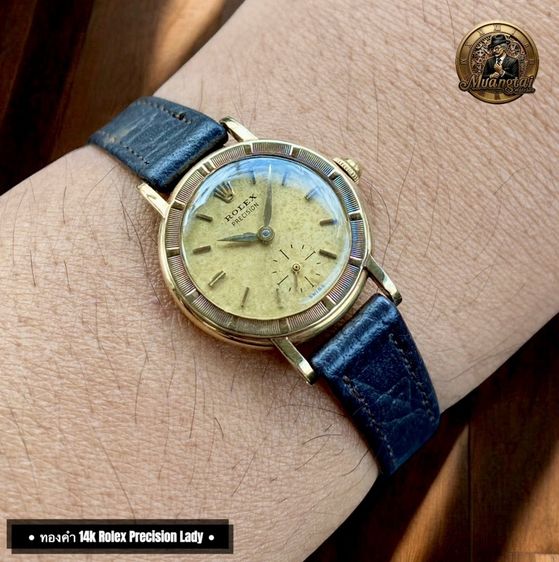 Rolex Precision 2 เข็มครึ่ง ทองคำ 14k Yellowgold Handwiding Swiss Lady Watch Vintage รูปที่ 7