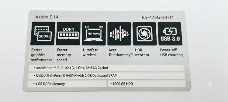 [ขาย] Acer Aspire 14" | Core i3 | SSD 256GB | การ์ดจอแยก | เครื่องพร้อมใช้ รูปที่ 2