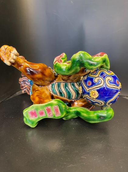 สิงโตจีนมงคลคู่ Shiwan Ware (สือวาน) เซรามิกสะสม มีตราประทับใต้ฐาน รูปที่ 7