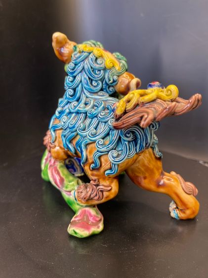 สิงโตจีนมงคลคู่ Shiwan Ware (สือวาน) เซรามิกสะสม มีตราประทับใต้ฐาน รูปที่ 6