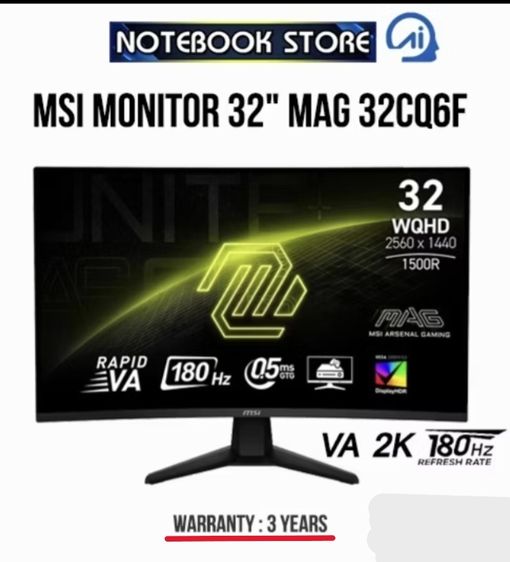 จอโค้ง 32" 180Hz WQHD MSI MAG 32CQ6F ประกันศูนย์ไทย 1 ปี รูปที่ 5