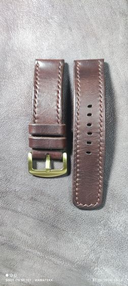สายนาฬิกาหนังแท้ฟอกฝาดอิตาลี handmade สีน้ำตาล ขนาดสลัก 24mm