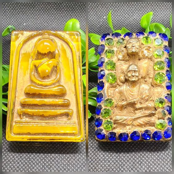 th67พระสมเด็จเนื้อแก้วสีผึ้ง หลังหลวงปู่ทวดและสมเด็จโต ประดับพลอยนพเก้า มงคลกรุวังหน้า เมตตามหานิยม แคล้วคลาดปลอดภัย