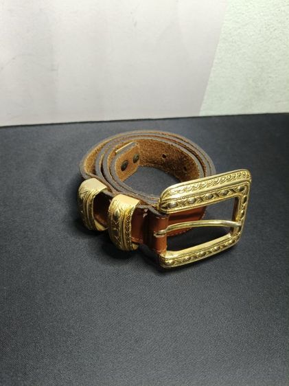 เข็มขัด AVIGNON Genuine Leather สีน้ำตาล หัวฉลุลายสไตล์คาวบอย เอว 28-32