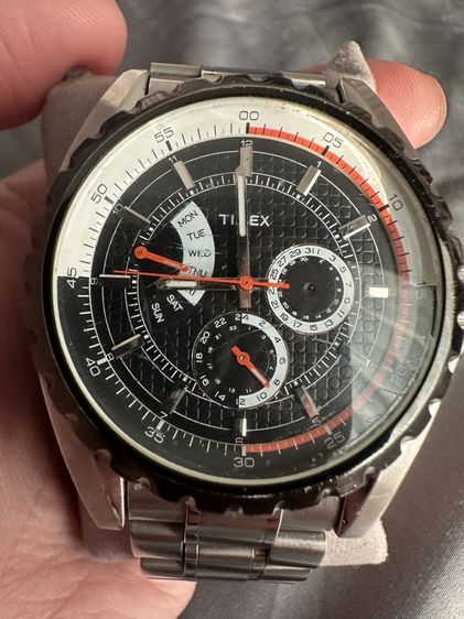 (สินค้ามือสอง) นาฬิกา TIMEX Multifunction สายสแตนเลส สปอร์ตหล่อๆนาฬิกา TIMEX Multifunction หน้าปัดดำ-เข็มส้ม สายสแตนเลสสติล (สินค้ามือสอง ของแท้) รูปที่ 5