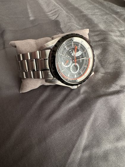เงิน (สินค้ามือสอง) นาฬิกา TIMEX Multifunction สายสแตนเลส สปอร์ตหล่อๆนาฬิกา TIMEX Multifunction หน้าปัดดำ-เข็มส้ม สายสแตนเลสสติล (สินค้ามือสอง ของแท้)