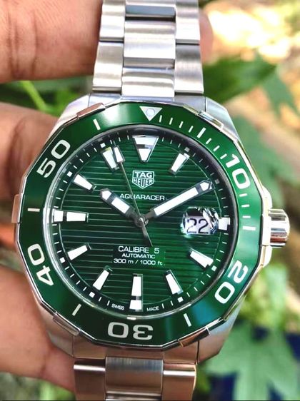 เขียว Tag Heuer Aquaracer Auto Calibre5 Green Dial WAY201S-0🇨🇭🇨🇭