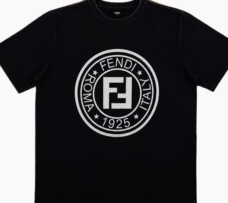 FENDI Roma Italy 1925 Logo Oversized T-Shirt Black