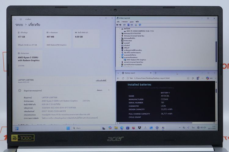 ACER ASPIRE 5 Ryzen 5 5500U RAM8.512GB รูปที่ 3