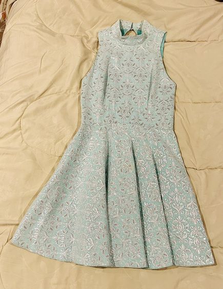 เดรส | จั๊มสูท EU 36 ไม่มีแขน Dress Miss Selfridge คอปีนแขนกุด สีฟ้าปักลาย