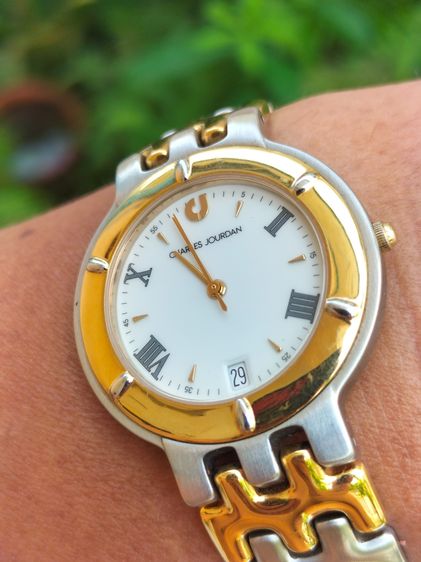 ทอง อื่นๆ นาฬิกา Charles Jourdan Analog Quartz Men Watch Swiss made ชาร์ล จูดอง หน้าข้างกระเบื้อง ระบบถ่าย สองกษัตริย์ สวย แท้