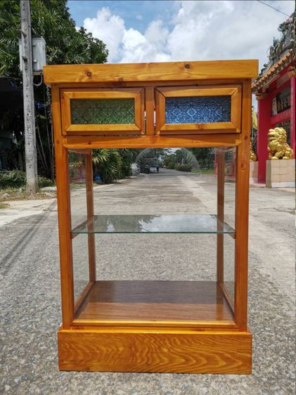 ไม้ ตู้กระจกสี บานกระจกสีหมุนได้ 60x40x90 ซม.
