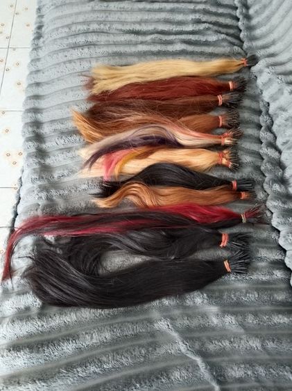 ขายช่อผม คละสี แดงดำ ทอง และสีอื่นๆ 10 กว่ามัด ความยาว 10"11"12"สีแดง"18 ขายรวมทั้งหมด