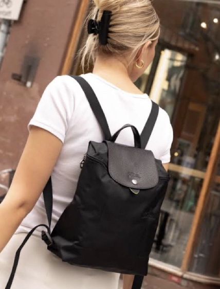 เป้ Longchamp Le Pliage Green Recycled Canvas With Leather Backpack ไซด์ M รูปที่ 14