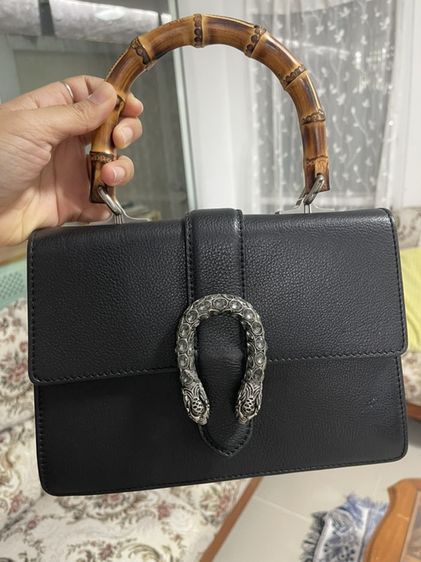Gucci Black Pebbled Leather Medium Dionysus Top Handle Bag
