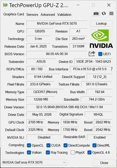 ASUS PRIME GeForce RTX 5070 OC 12GB GDDR7 White