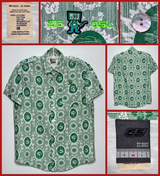 เขียว แขนสั้น ⚠️เหมือนใหม่‼️เสื้อเชิ้ต DIESEL ของแท้ รุ่น 55 DSL ผลิตในยุโรป