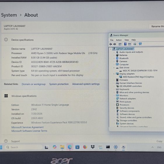 ACER ASPIRE 3 A315-42-R36P (SHALE BLACK) รูปที่ 9