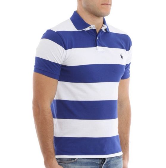 เสื้อโปโล EU 42 ขาว แขนสั้น เสื้อลายทาง Polo Ralph Lauren