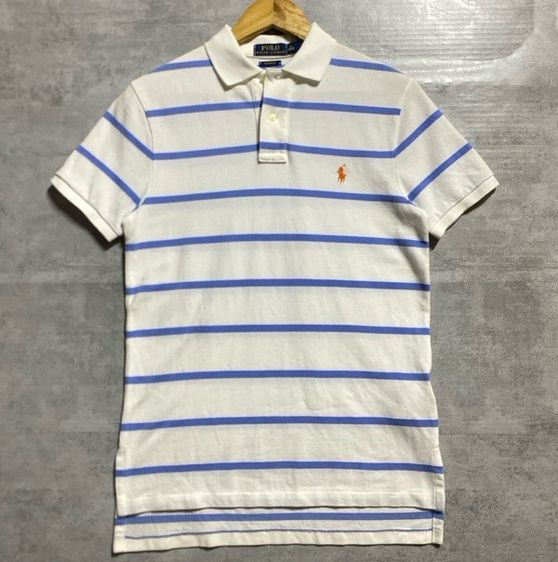เสื้อโปโล EU 36 แขนสั้น เสื้อ Polo Ralph Lauren ลายทางฟ้าขาว