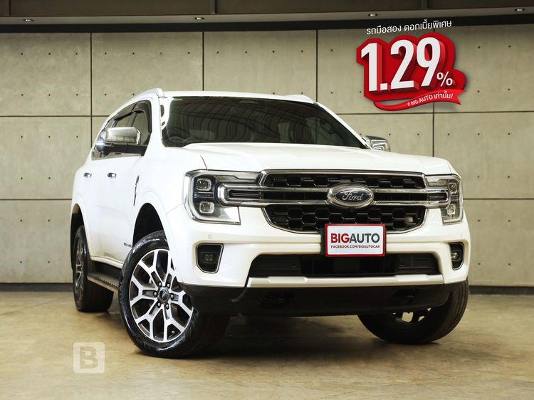 Ford Everest 2023 2.0 Bi-Turbo Titanium+ 4WD Utility-car ดีเซล ไม่ติดแก๊ส เกียร์อัตโนมัติ ขาว