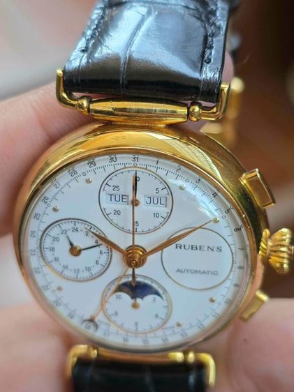 🔥Vintage RUBENS Triple-Date Calendar MoonPhase Chronograph 18k Solid Gold ฟังชั่นครบๆ รูปที่ 4