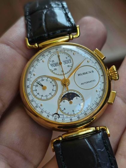 🔥Vintage RUBENS Triple-Date Calendar MoonPhase Chronograph 18k Solid Gold ฟังชั่นครบๆ รูปที่ 2