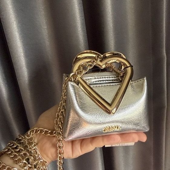 JASPAL THE MINI HEART BAG สีเงินเมทัลลิก ของใหม่ ติดป้าย รูปที่ 4