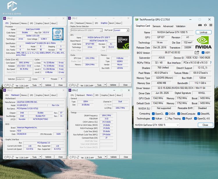 คอมประกอบพร้อมใช้งาน i5-6400 GTX 1050 Ti 4GB RAM 16GB SSD M.2 256GB HDD 1TB อะไหล่ใหม่ + มือสอง By FATECORE รูปที่ 9