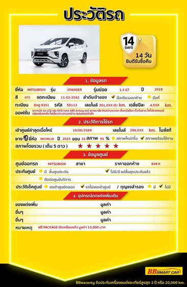 Mitsubishi Xpander 2019 1.5 GT Utility-car เบนซิน ไม่ติดแก๊ส เกียร์อัตโนมัติ ขาว รูปที่ 2