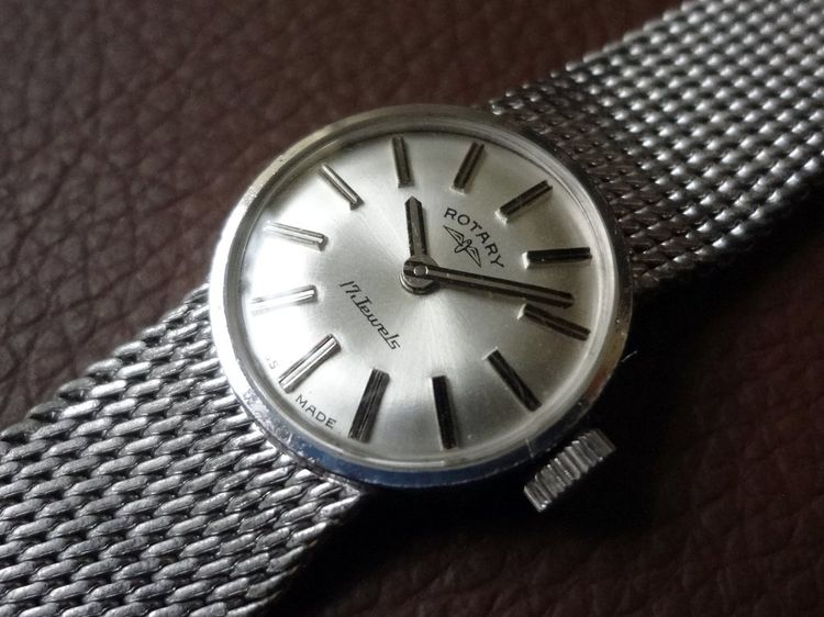 ROTARY 17 Jewels -Swiss Made- ETA 2412 นาฬิกาค็อกเทลวินเทจสวิส ตัวเรือนและสายทำจากเงินสเตอร์ลิงแท้ (เงินมาตรฐาน 925) รูปที่ 8