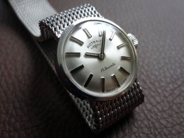 ROTARY 17 Jewels -Swiss Made- ETA 2412 นาฬิกาค็อกเทลวินเทจสวิส ตัวเรือนและสายทำจากเงินสเตอร์ลิงแท้ (เงินมาตรฐาน 925)